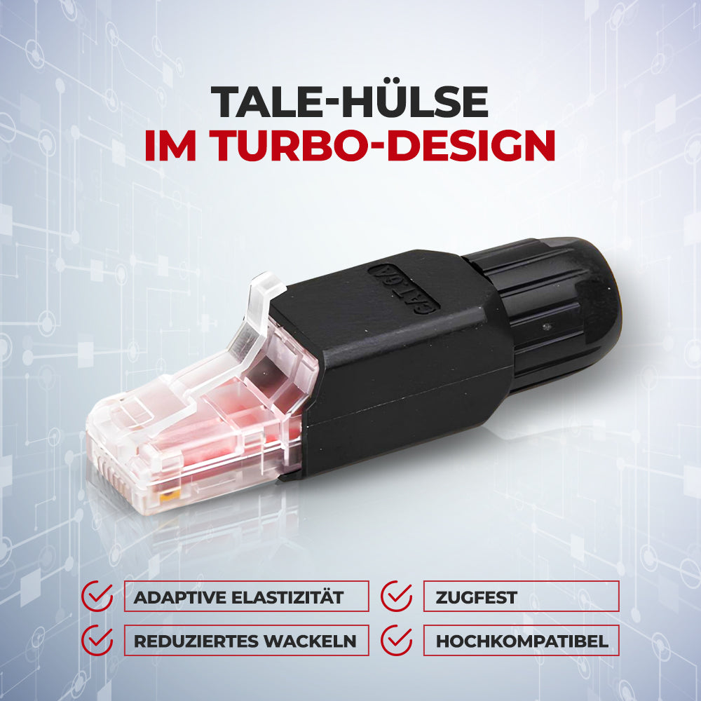 Falke Connect - CAT7 RJ45 POE Stecker Netzwerkstecker auf LSA vergoldete Kontakte Feldkonfektionierbarer 10 Gbps LAN Connector werkzeuglos für Verlegekabel CAT7 CAT6a DSL, Knickschutz